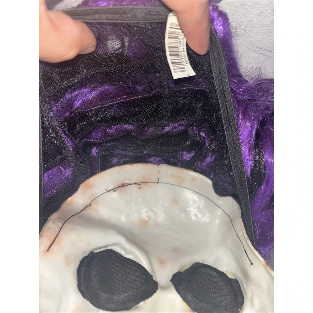 Easter Unlimited Skull Skeleton‎ Halloween Face Mask w/ Teeth Full Head Wig Hair